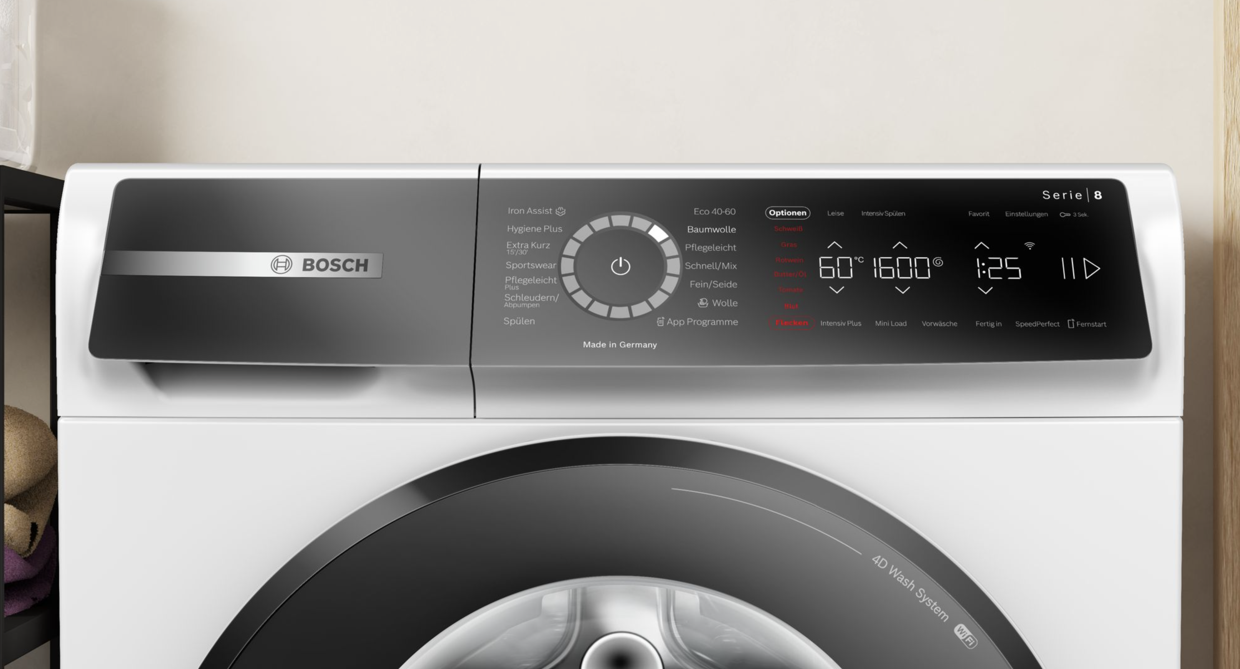 Frontlader Bosch | | | 10 Hamp U/min. Waschmaschine, 1600 WGB256040 Frontlader, Serie Waschmaschinen 8, kg, Hausgeräte