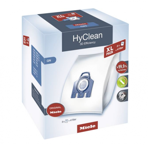 Miele HyClean XL Pack 8x + 4 Filter Staubsaugerbeutel GN